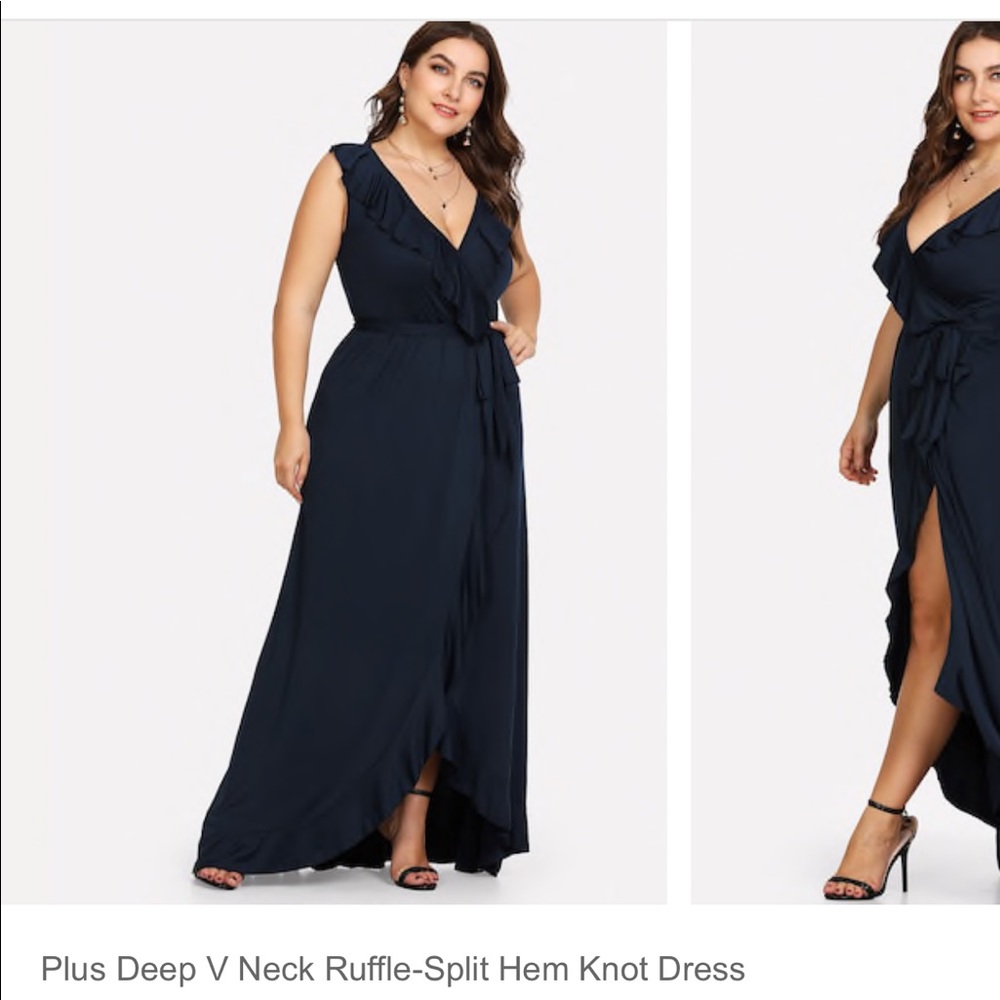 Ruffle navy dress